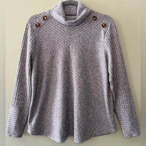 Retrology Gray Cowl Neck Sweater with Button Details